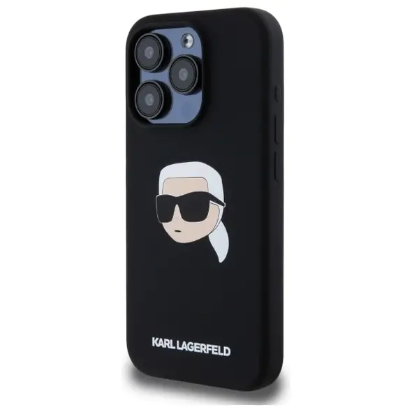 Karl Lagerfeld KLHMP15LSKHPPLK Apple iPhone 15 Pro hardcase Silicone Karl Head Print MagSafe black
