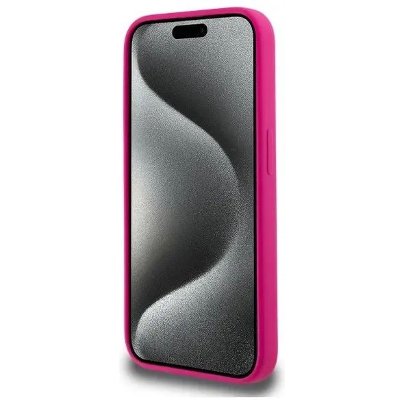 Karl Lagerfeld KLHMP15LSKHPPLF Apple iPhone 15 Pro hardcase Silicone Karl Head Print MagSafe fuschia