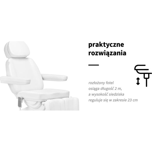 Activeshop Elektryczny fotel kosmetyczny SILLON CLASSIC 3 silniki z kołyską pedi biały
