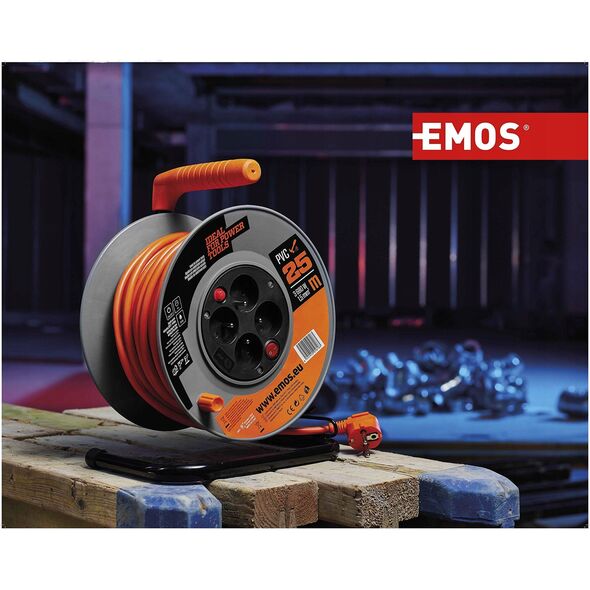 PVC Extension Cord Reel- 4 sockets, 25m, 1,5mm2 SCHUKO