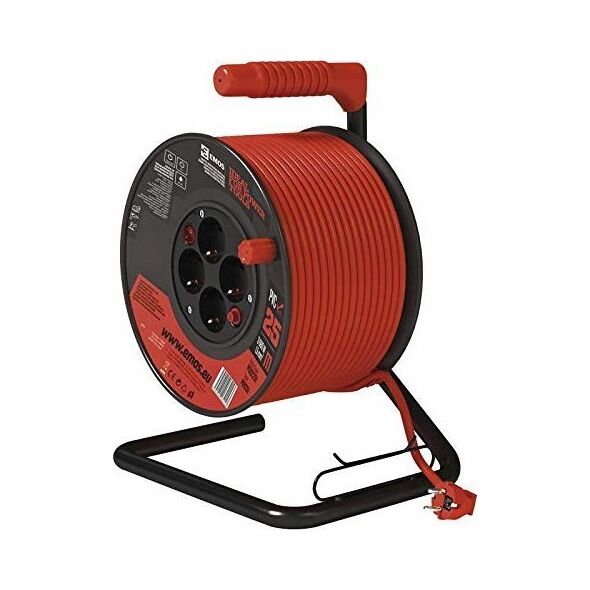 PVC Extension Cord Reel- 4 sockets, 25m, 1,5mm2 SCHUKO