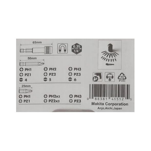Makita TIPS SET B-28896 MAKITA 13868094 88381415125