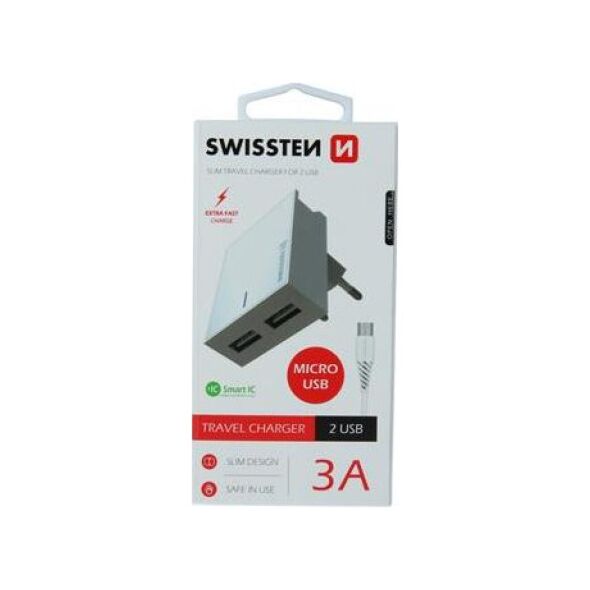 Ładowarka Swissten 2x USB-A 3 A (22041000)