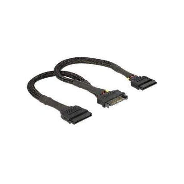 Delock SATA 15-pin - SATA 15-pin x2, 0.2m, Czarny (60135)