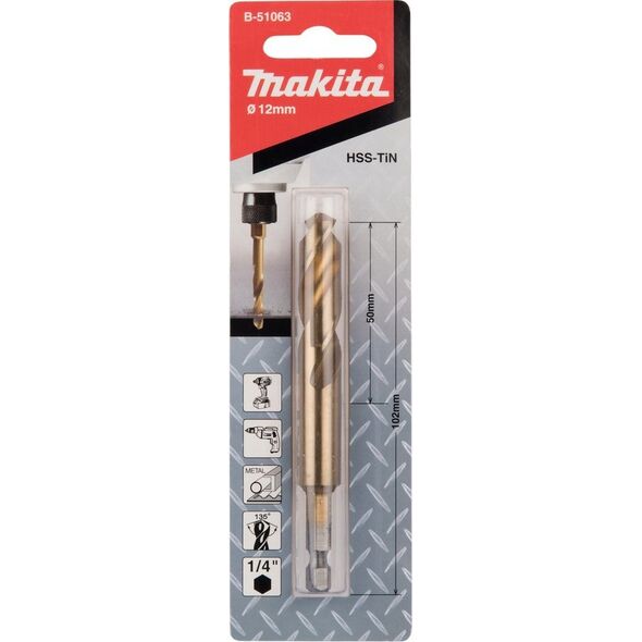 Δραπανο Makita MAKITA DRILL FOR METAL HSS-TIN 1/4" HEX 12,0x102mm 13919996 88381464413