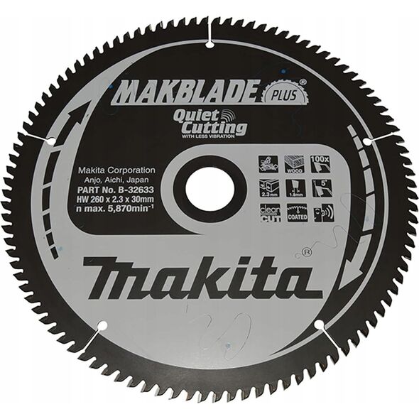 ΔΙΚΥΛΛΟ ΠΡΙΟΝΙ Makita MAKITA 260x30x100z MAKBLADE PLUS WOOD 14093007 88381421447