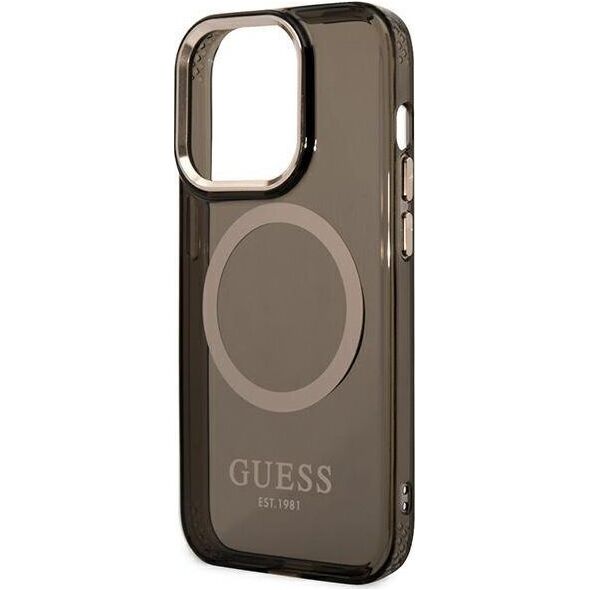 Guess Guess Gold Outline Translucent MagSafe - Etui iPhone 14 Pro (czarny)