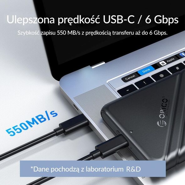 Kieszeń Orico Obudowa dysku 2,5" USB-C 3.1 6Gbps czarna