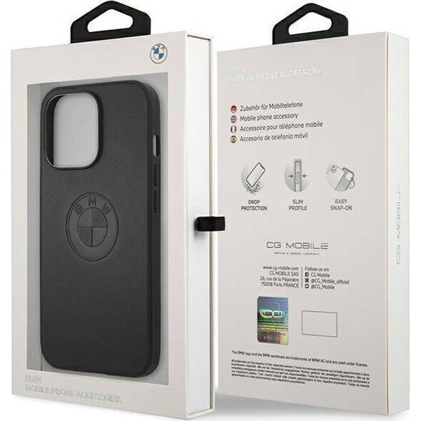 BMW Etui BMW BMHCP13LREELK iPhone 13 Pro / 13 6.1" czarny/black hardcase Leather Emboss