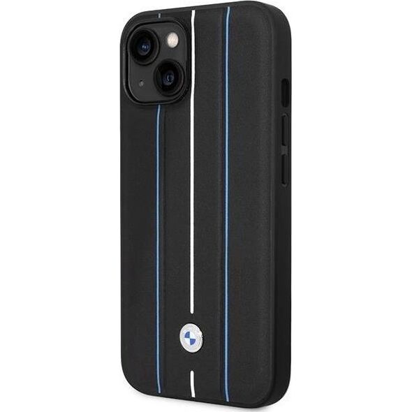 BMW Etui BMW BMHCP14S22RVSK Apple iPhone 14 czarny/black hardcase Leather Stamp Blue Lines