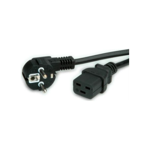 Kabel zasilający Value VALUE Kabel zasilający z uziemieniem - IEC320-C19 16A, czarny, 2 m