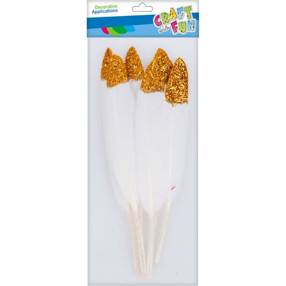 Craft with Fun CF OZDOBA DEK PIORKA 10-15CM 6SZT BIEL/BR 20/600