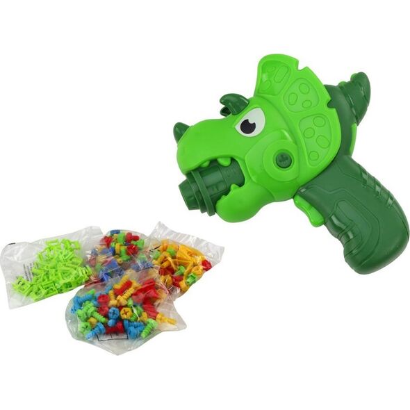 LeanToys Stolik Walizka Zestaw DIY Układanka Klocki Dinozaur Wkrętarka 249 ele.