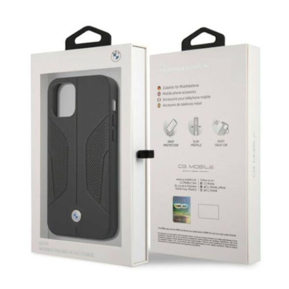 Original Case IPHONE 12 PRO MAX BMW Hardcase Leather Perforate Sides (BMHCP12LRSCSK) black 3666339011000