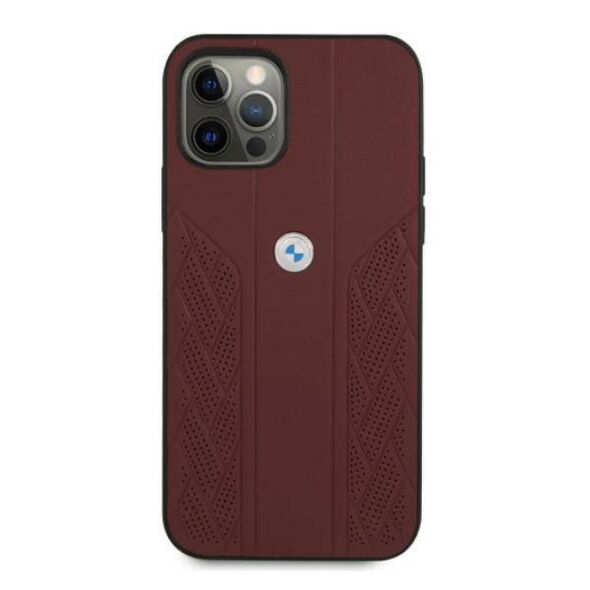 Original Case IPHONE 12 PRO MAX BMW Hardcase Leather Curve Perforate (BMHCP12LRSPPR) red 3666339010881