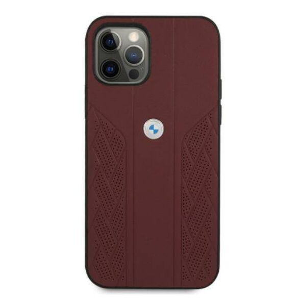 Original Case IPHONE 12 / 12 PRO BMW Hardcase Leather Curve Perforate (BMHCP12MRSPPR) red 3666339010874