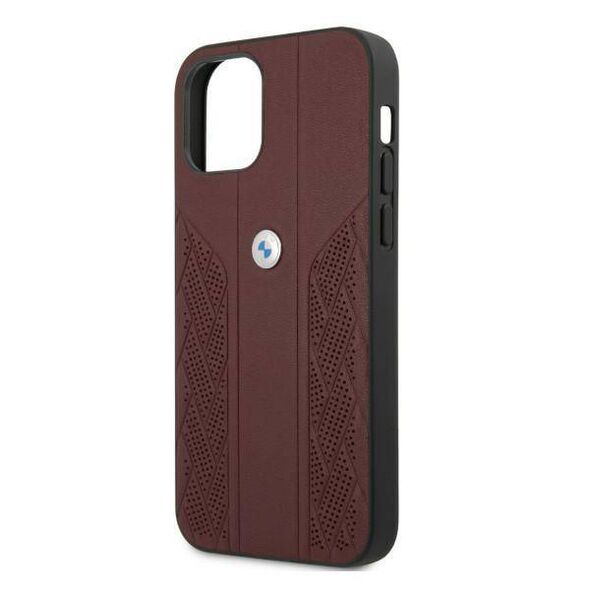 Original Case IPHONE 12 / 12 PRO BMW Hardcase Leather Curve Perforate (BMHCP12MRSPPR) red 3666339010874