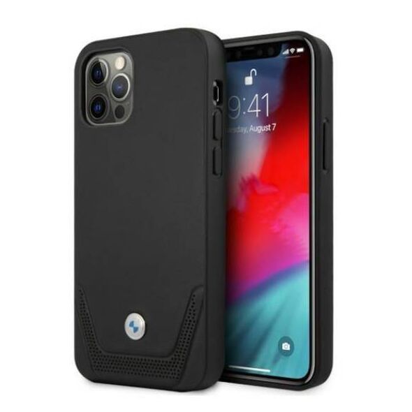 Original Case IPHONE 12 / 12 PRO BMW Hardcase Leather Perforate (BMHCP12MRSWPK) black 3666339010812