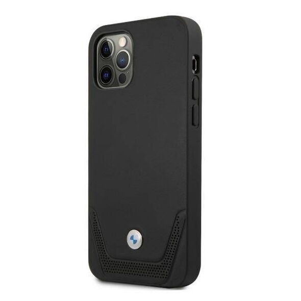 Original Case IPHONE 12 / 12 PRO BMW Hardcase Leather Perforate (BMHCP12MRSWPK) black 3666339010812