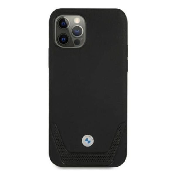 Original Case IPHONE 12 / 12 PRO BMW Hardcase Leather Perforate (BMHCP12MRSWPK) black 3666339010812
