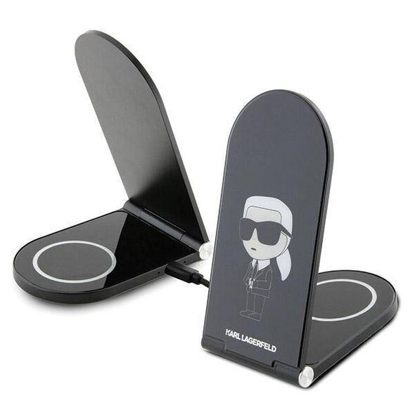 Inductive Charger 15W Foldable 2in1 Karl Lagerfeld Ikonik MagSafe KLDCRFALKINK black/black 3666339113025