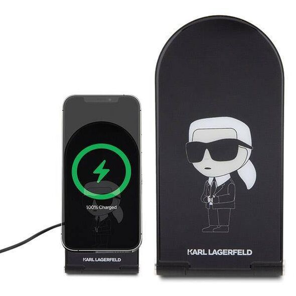 Inductive Charger 15W Foldable 2in1 Karl Lagerfeld Ikonik MagSafe KLDCRFALKINK black/black 3666339113025