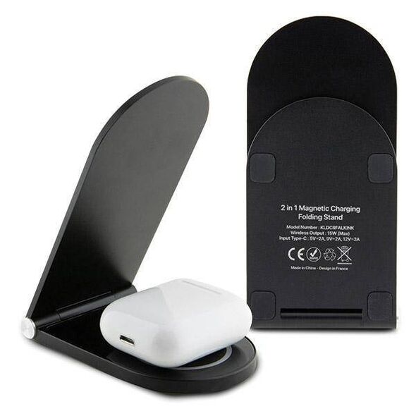 Inductive Charger 15W Foldable 2in1 Karl Lagerfeld Ikonik MagSafe KLDCRFALKINK black/black 3666339113025