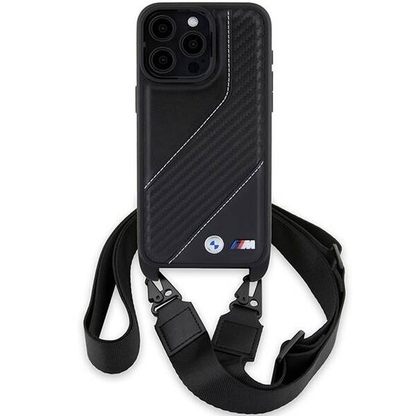 Original Case APPLE IPHONE 15 PRO MAX BMW Hardcase M Edition Carbon Stripe & Strap (BMHCP15X23PSCCK) black 3666339235444