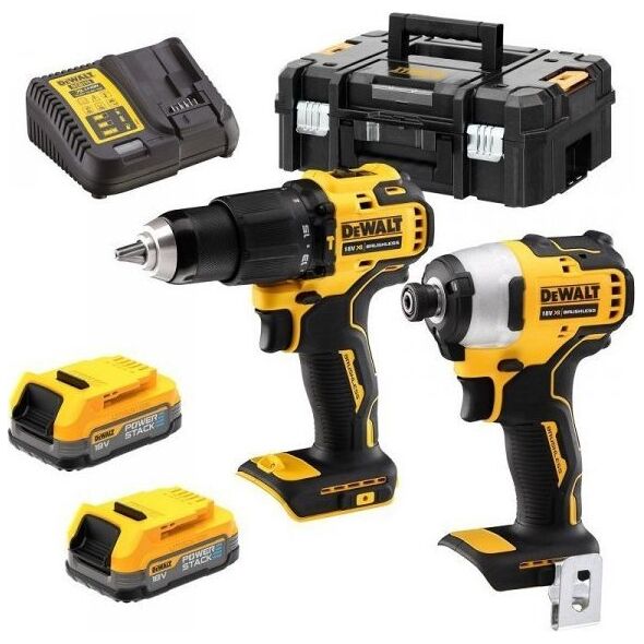 Zestaw elektronarzędzi Dewalt Zestaw COMBO 18V Wkrętarka udarowa DCD709 + Zakrętarka DCF809 2x1,7Ah POWERSTACK (DCK2062E2T)