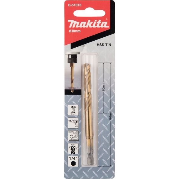 Δραπανο Makita MAKITA DRILL FOR METAL HSS-TIN 1/4" HEX 8.0x102mm 13919985 88381464369