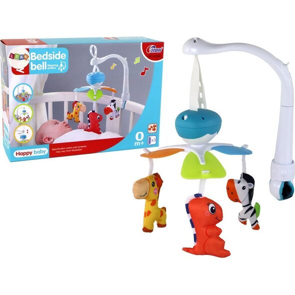 LeanToys Karuzela Łóżeczkowa Na Baterie Dźwięki Niebieska 3 Pluszaki
