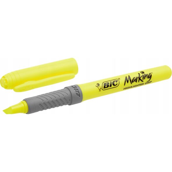 Bic Overstregningspen BIC Highlighter Grip gul med skrå spids - (12 στ.) 13843204 70330312555