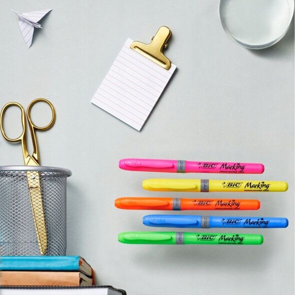 Bic Overstregningspen BIC Highlighter Grip gul med skrå spids - (12 στ.) 13843204 70330312555