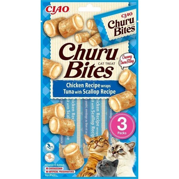 Churu Przysmak CHURU Bites Tuńczyk&Przegrzebki kot 3x10g