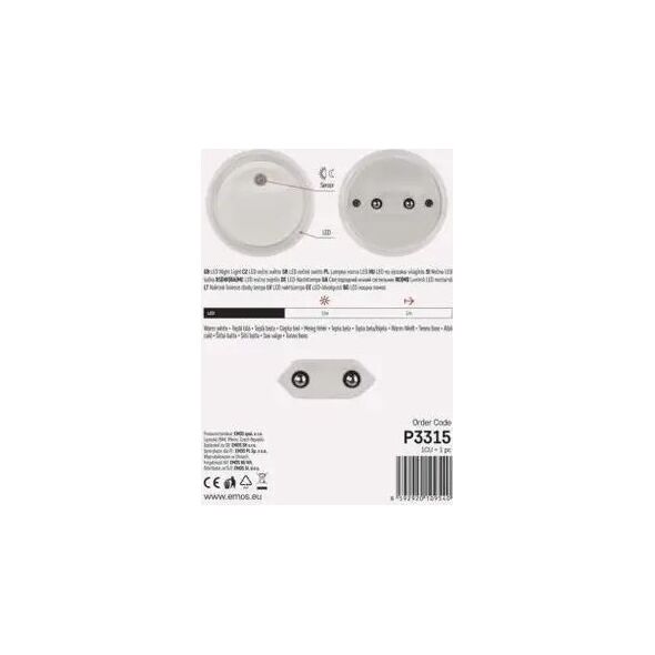 Emos Lampka nocna Emos P3315 LED do gniazdka 230V z czujnikiem