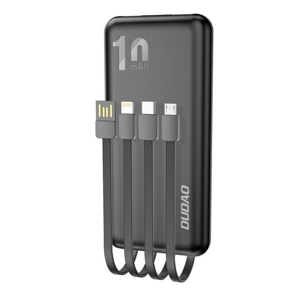 Φορτιστής Ανάγκης Dudao K6Pro 10000mAh με 4 Ενσωματωμένα Καλώδια Μαύρο 6973687242695 6973687242695 έως και 12 άτοκες δόσεις