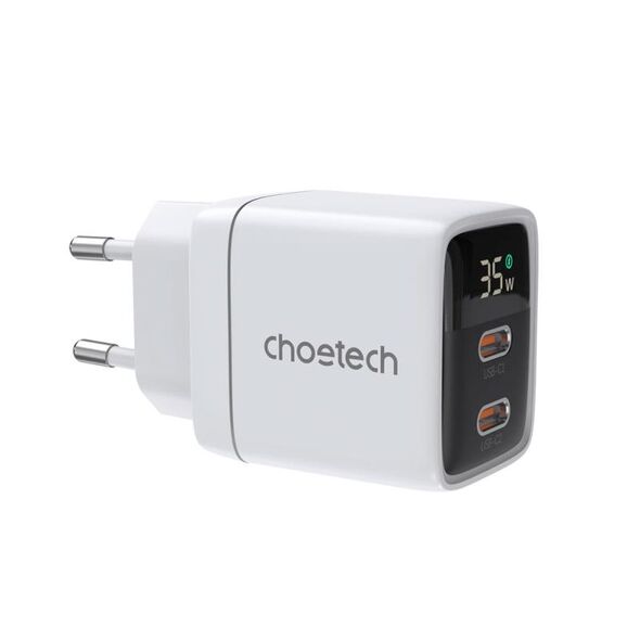 Φορτιστής Ταξιδίου Ταχείας Φόρτισης Choetech PD6051 με Διπλή Έξοδο USB C GaN PD 35W Λευκό 6932112106117 6932112106117 έως και 12 άτοκες δόσεις