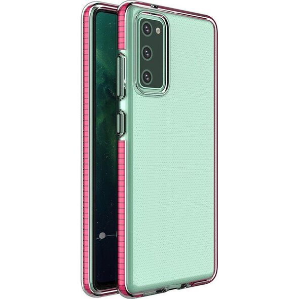 Hurtel Spring Case pokrowiec żelowe etui z kolorową ramką do Samsung Galaxy S21+ 5G (S21 Plus 5G) różowy