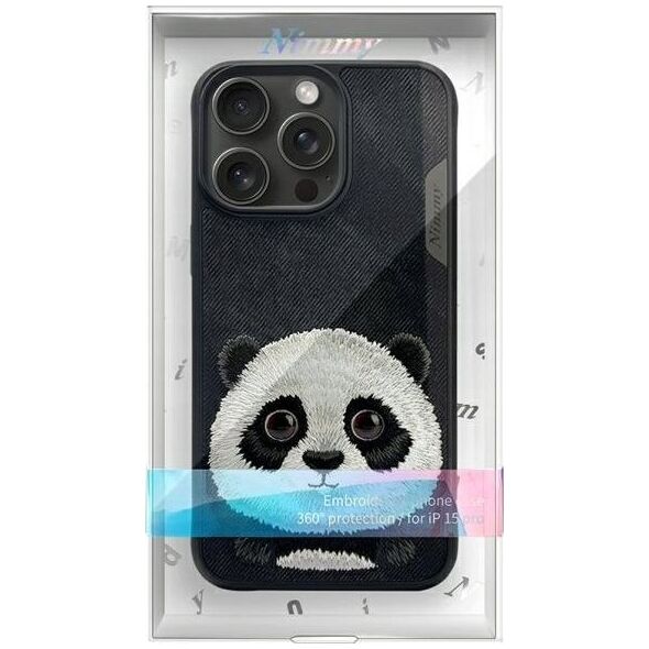 Θήκη Nimmy iPhone 15 Pro 6,1" μαύρο/μαύρο Big Eyed Pet 2.0 Panda 14451338 6971080317453