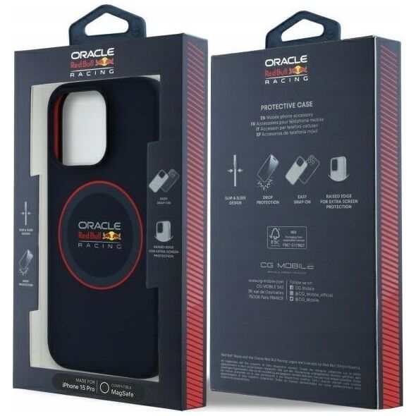 Red Bull RBHMP15L24SIILVR iPhone 15 Pro 6.1" Hard Case Navy Silicone Red Ring MagSafe