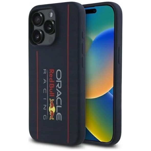 Red Bull RBHMP15L24SIOLRV iPhone 15 Pro 6.1" Hard Case Navy Silicone Vertical Logo MagSafe