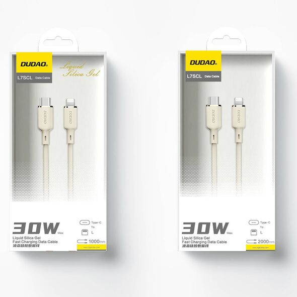 Dudao L7SCL cable USB-C / Lightning 30W 2m beige