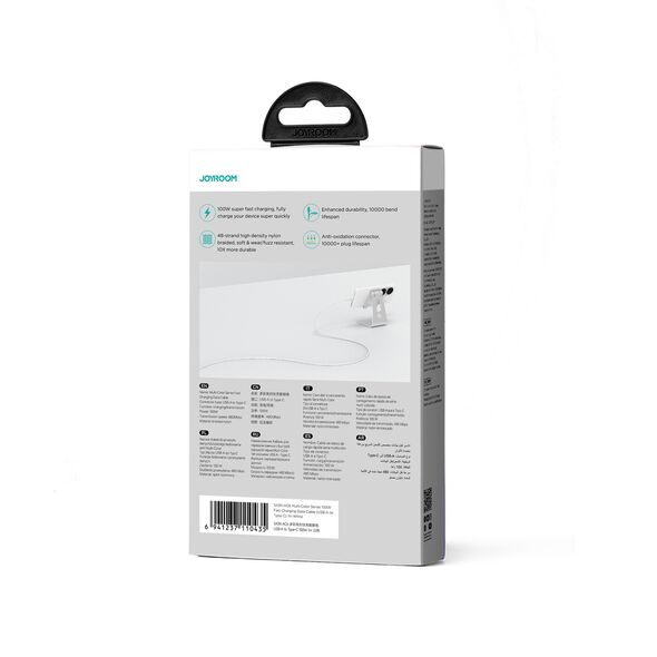 Joyroom Multi-Color Series SA34-AC6 USB-A / USB-C 100W cable 1m white