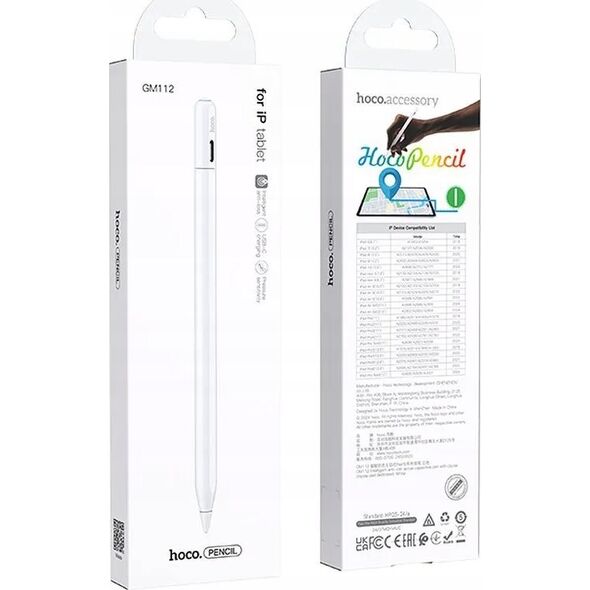 Hoco stylus HOCO ενεργή χωρητική γραφίδα με λειτουργία κατά της απώλειας 130 mAh GM112 λευκό 14395592 6942010000000