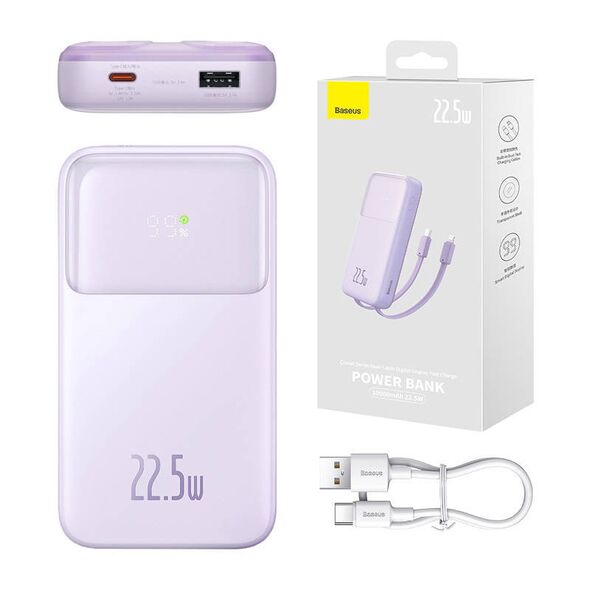 Baseus Comet Powerbank 10000mAh 22.5W + USB-A/USB-C Cable (purple)