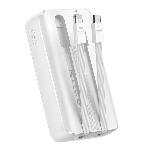Joyroom JR-PBC06 powerbank 10000mAh 30W + built-in USB-C, Lightning cables white