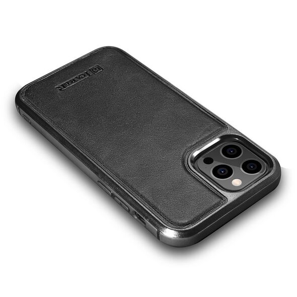 iCarer Leather Oil Wax Apple iPhone 12 Pro Max black