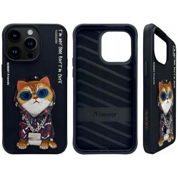 Nimmy case iPhone 15 Pro Max 6.7" black/black Glasses Cool Cat