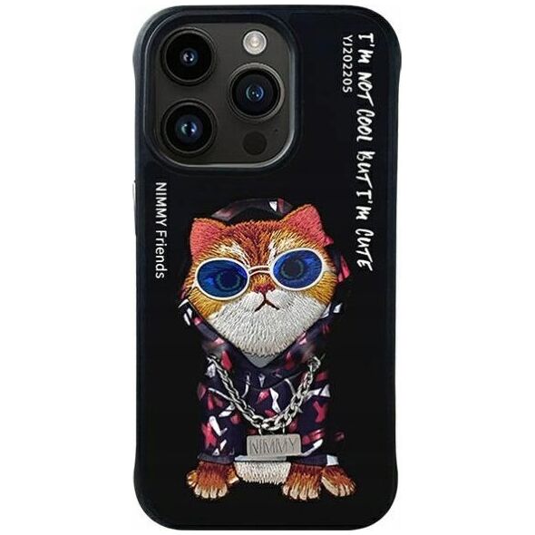 Nimmy case iPhone 15 Pro Max 6.7" black/black Glasses Cool Cat