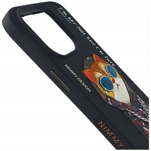Nimmy case iPhone 15 Pro Max 6.7" black/black Glasses Cool Cat